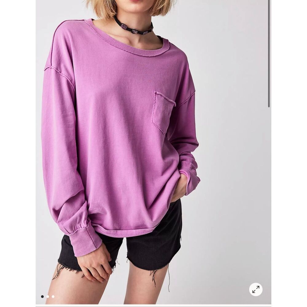 Free People We The Free Fade Into You Long Sleeve Tee orchid purple XS NEW